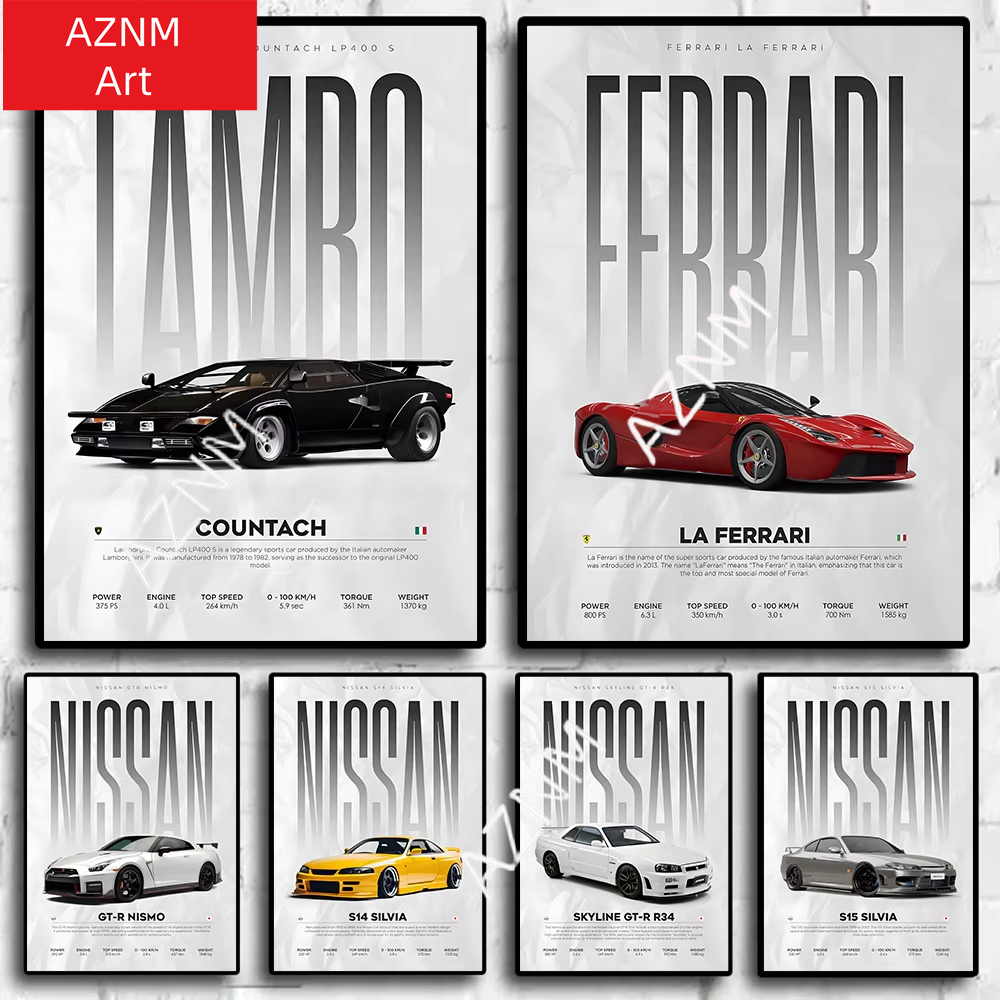 Gaming Accessories Wall - Famous Cars S14 F430 SF90 GTS
