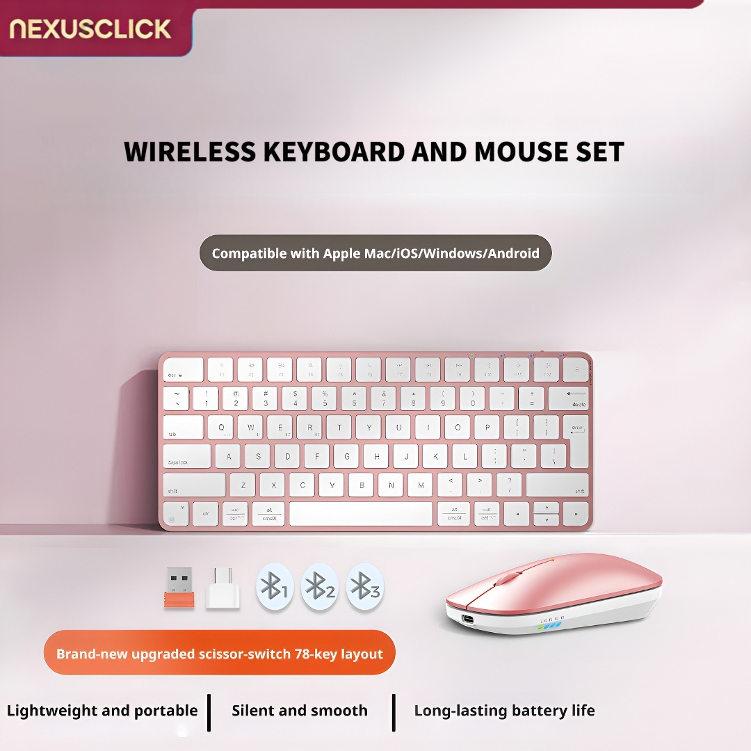 Gaming Accessories Combo - NexusClick Ultra Slim Wireless Keyboard Mouse